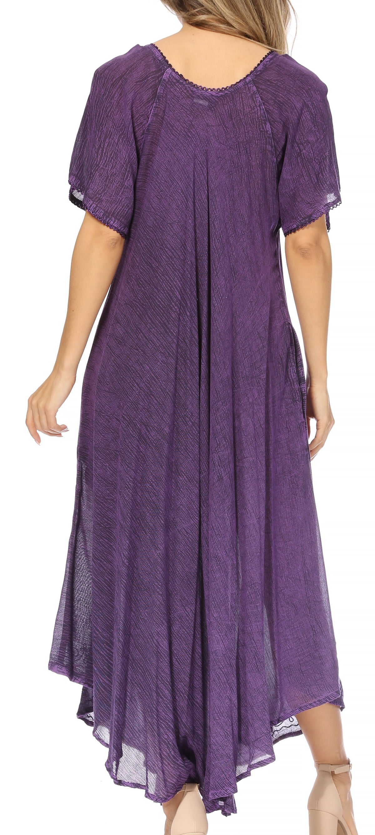 Sakkas Lilia Embroidered Lace Up Bodice Relaxed Fit Maxi Sun Dress