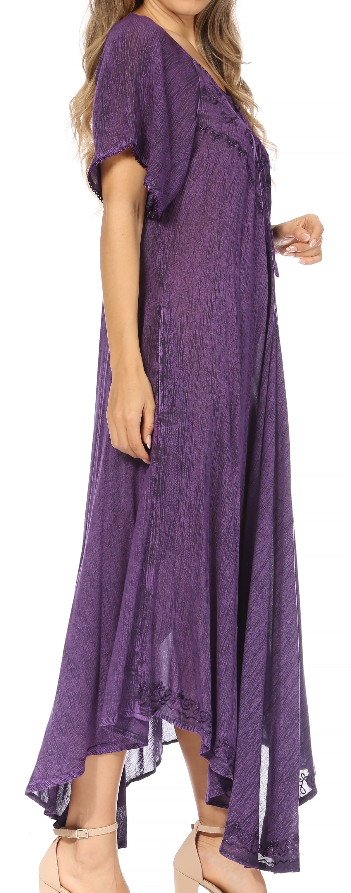 Sakkas Lilia Embroidered Lace Up Bodice Relaxed Fit Maxi Sun Dress