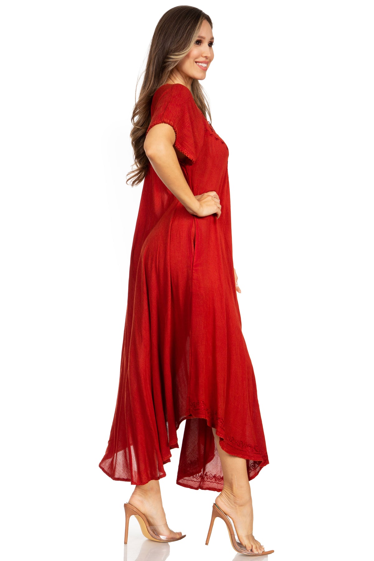 Sakkas Lilia Embroidered Lace Up Bodice Relaxed Fit Maxi Sun Dress