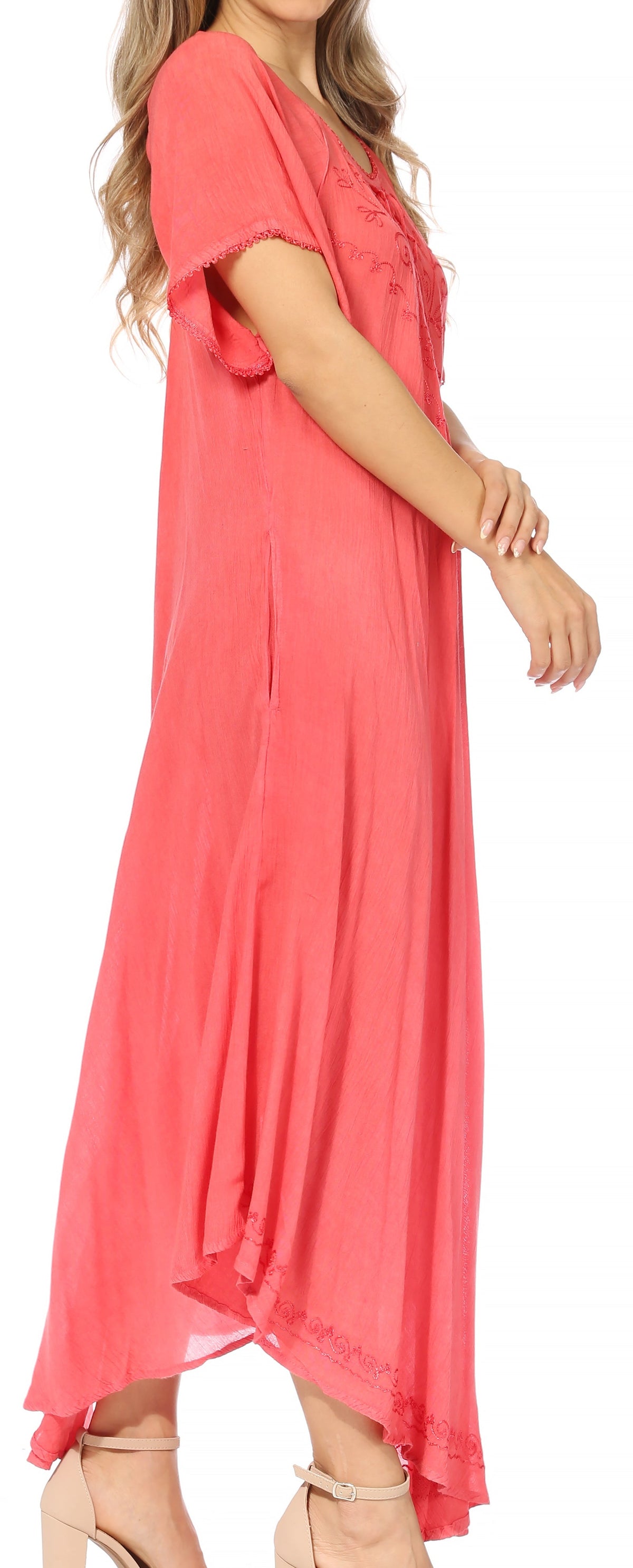 Sakkas Lilia Embroidered Lace Up Bodice Relaxed Fit Maxi Sun Dress