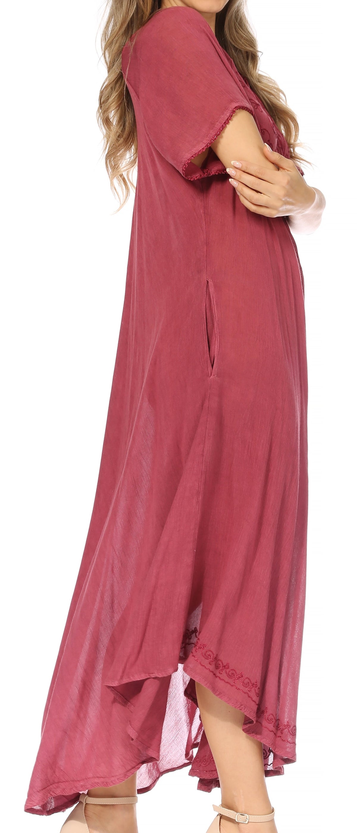 Sakkas Lilia Embroidered Lace Up Bodice Relaxed Fit Maxi Sun Dress