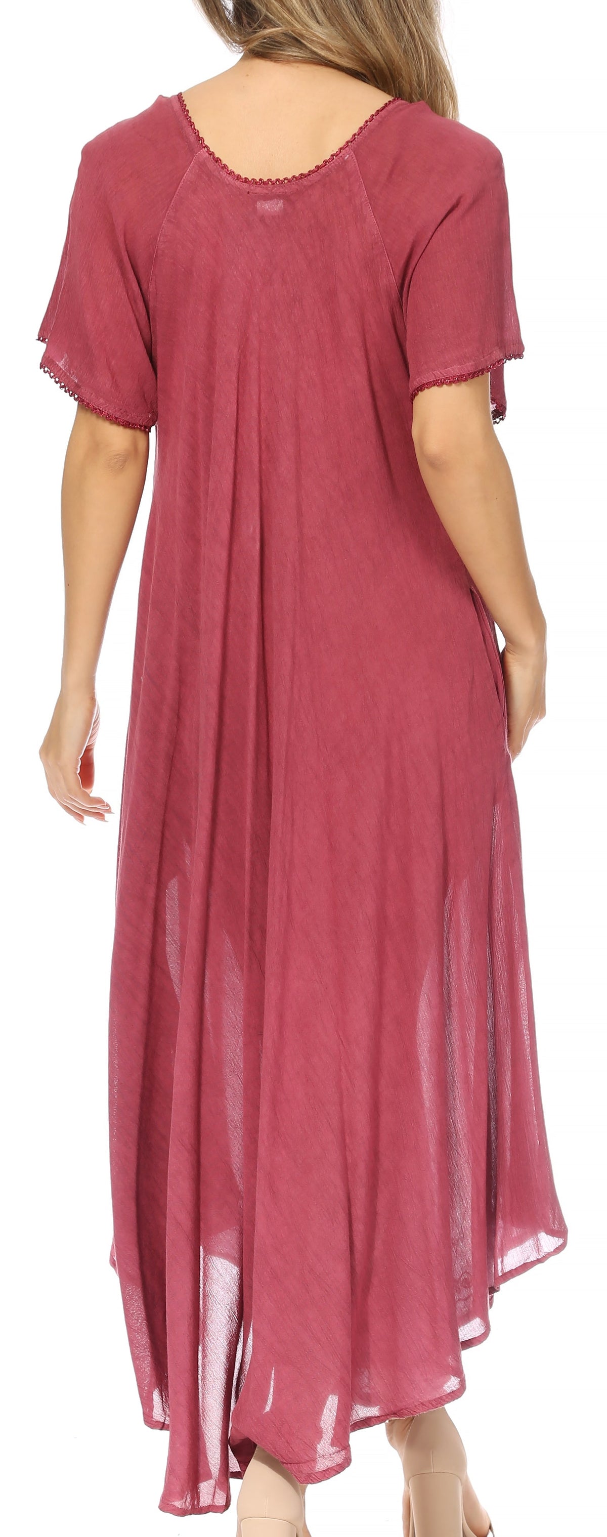 Sakkas Lilia Embroidered Lace Up Bodice Relaxed Fit Maxi Sun Dress