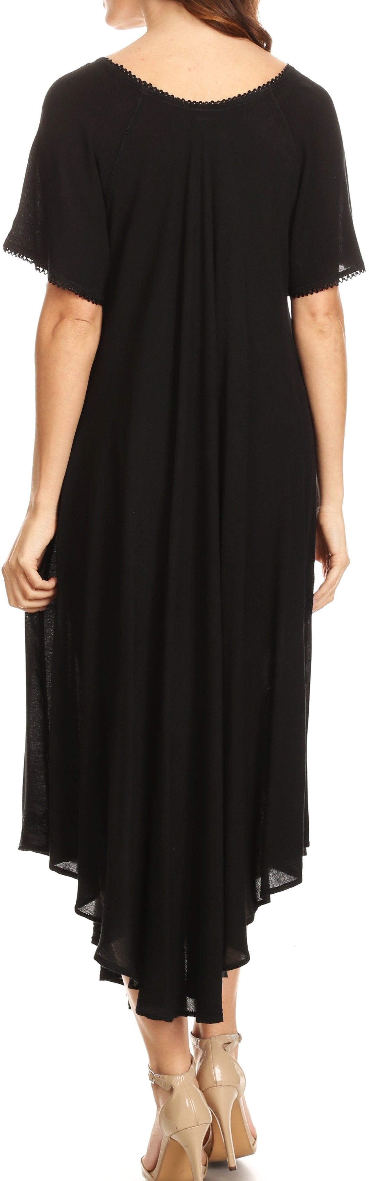 Sakkas Lilia Embroidered Lace Up Bodice Relaxed Fit Maxi Sun Dress