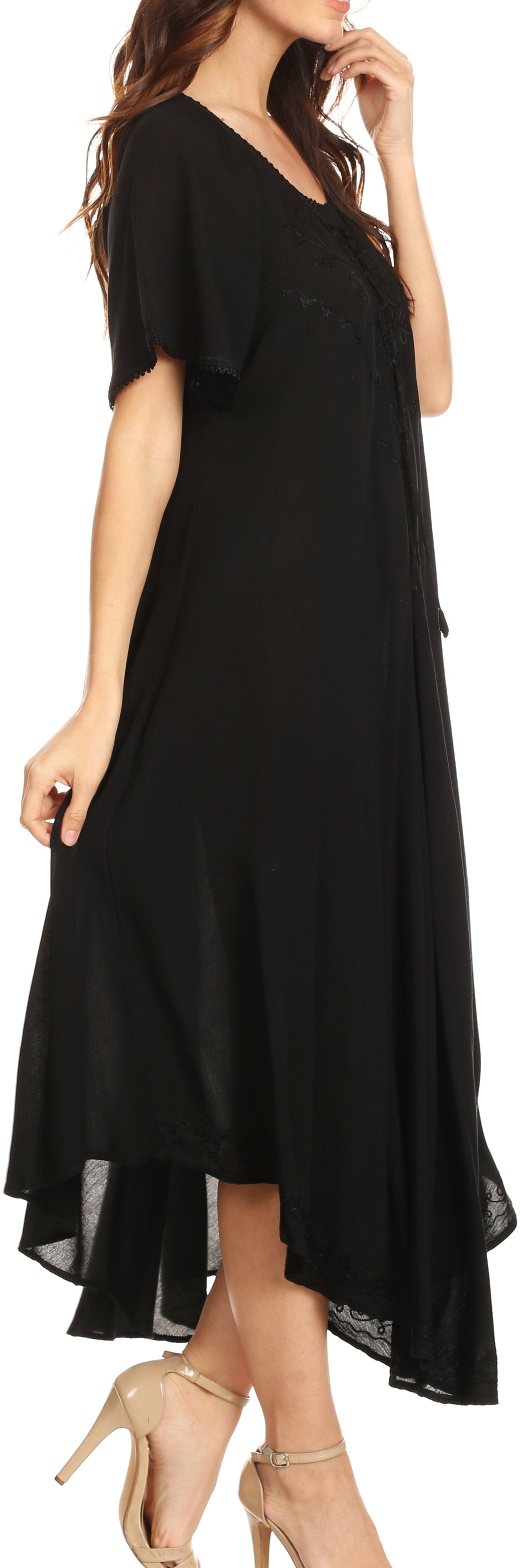 Sakkas Lilia Embroidered Lace Up Bodice Relaxed Fit Maxi Sun Dress