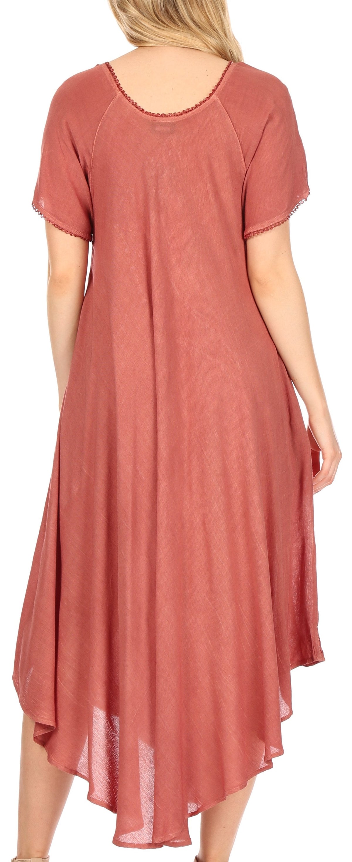 Sakkas Lilia Embroidered Lace Up Bodice Relaxed Fit Maxi Sun Dress