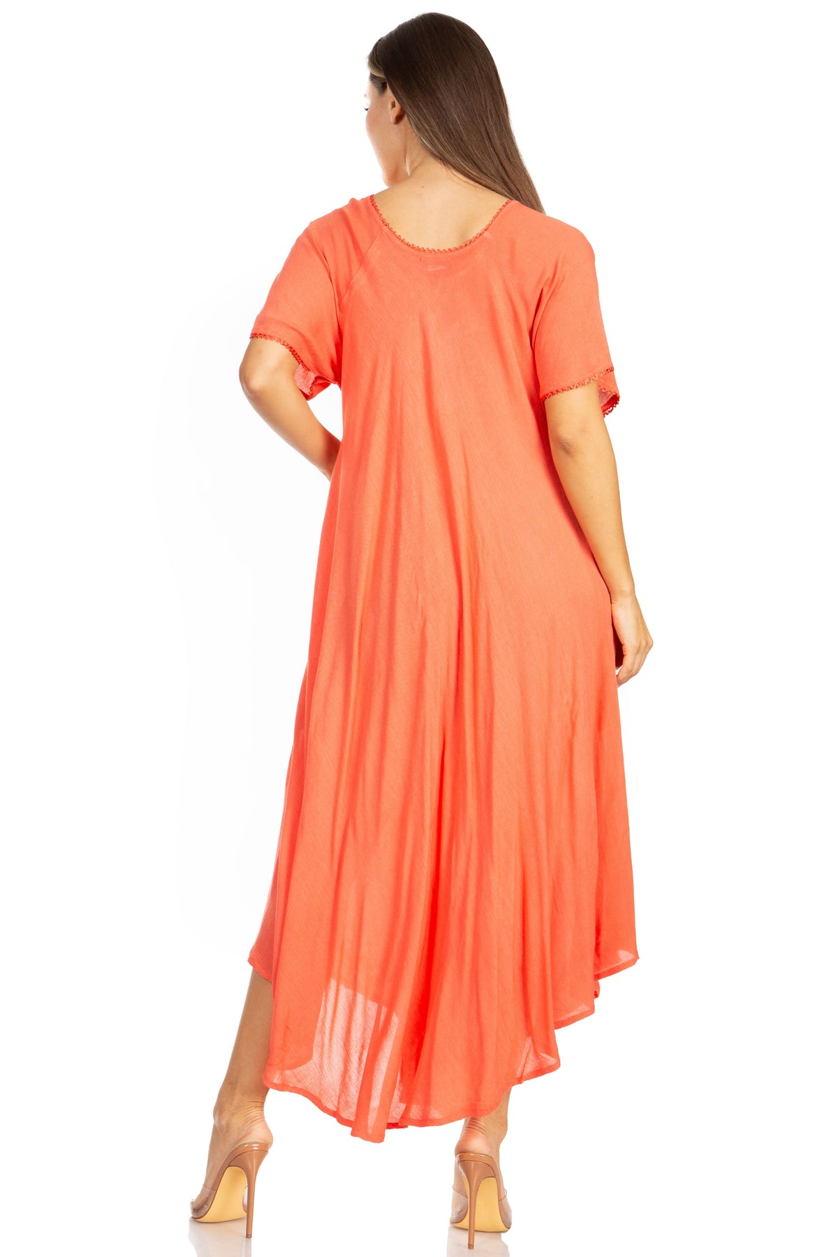 Sakkas Lilia Embroidered Lace Up Bodice Relaxed Fit Maxi Sun Dress