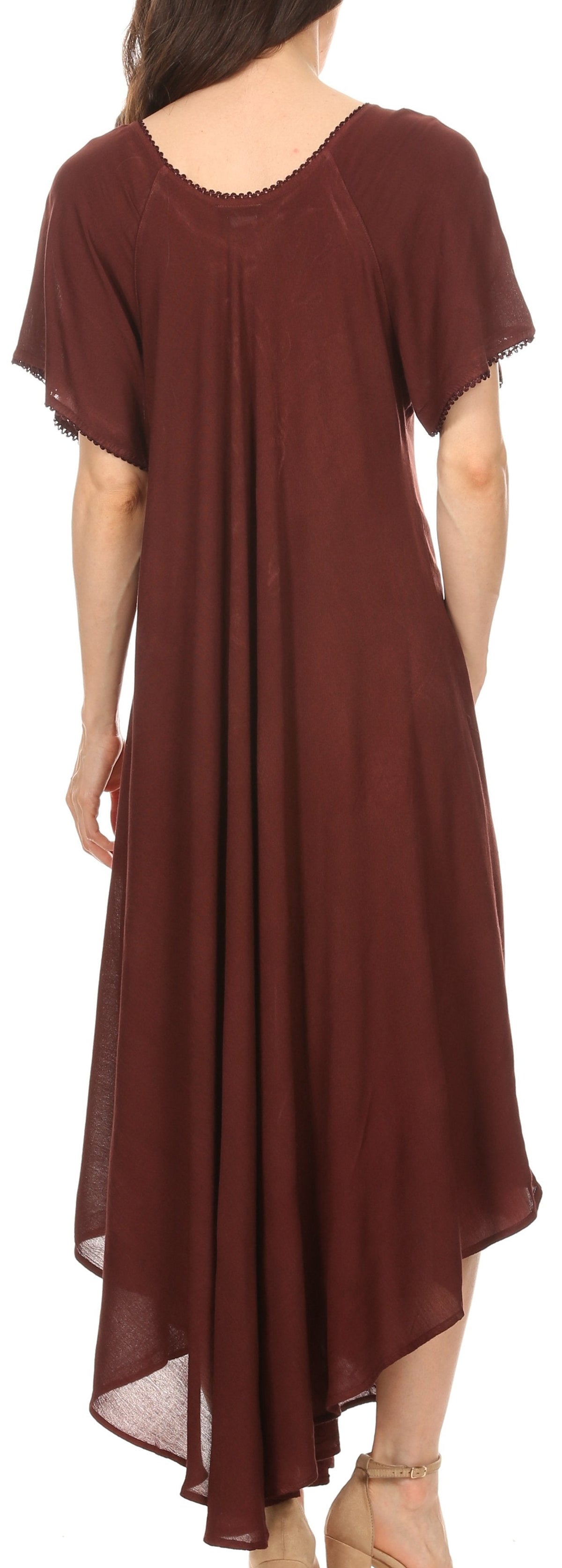 Sakkas Lilia Embroidered Lace Up Bodice Relaxed Fit Maxi Sun Dress