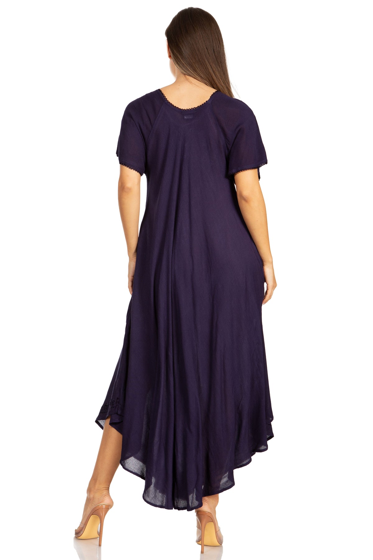 Sakkas Lilia Embroidered Lace Up Bodice Relaxed Fit Maxi Sun Dress