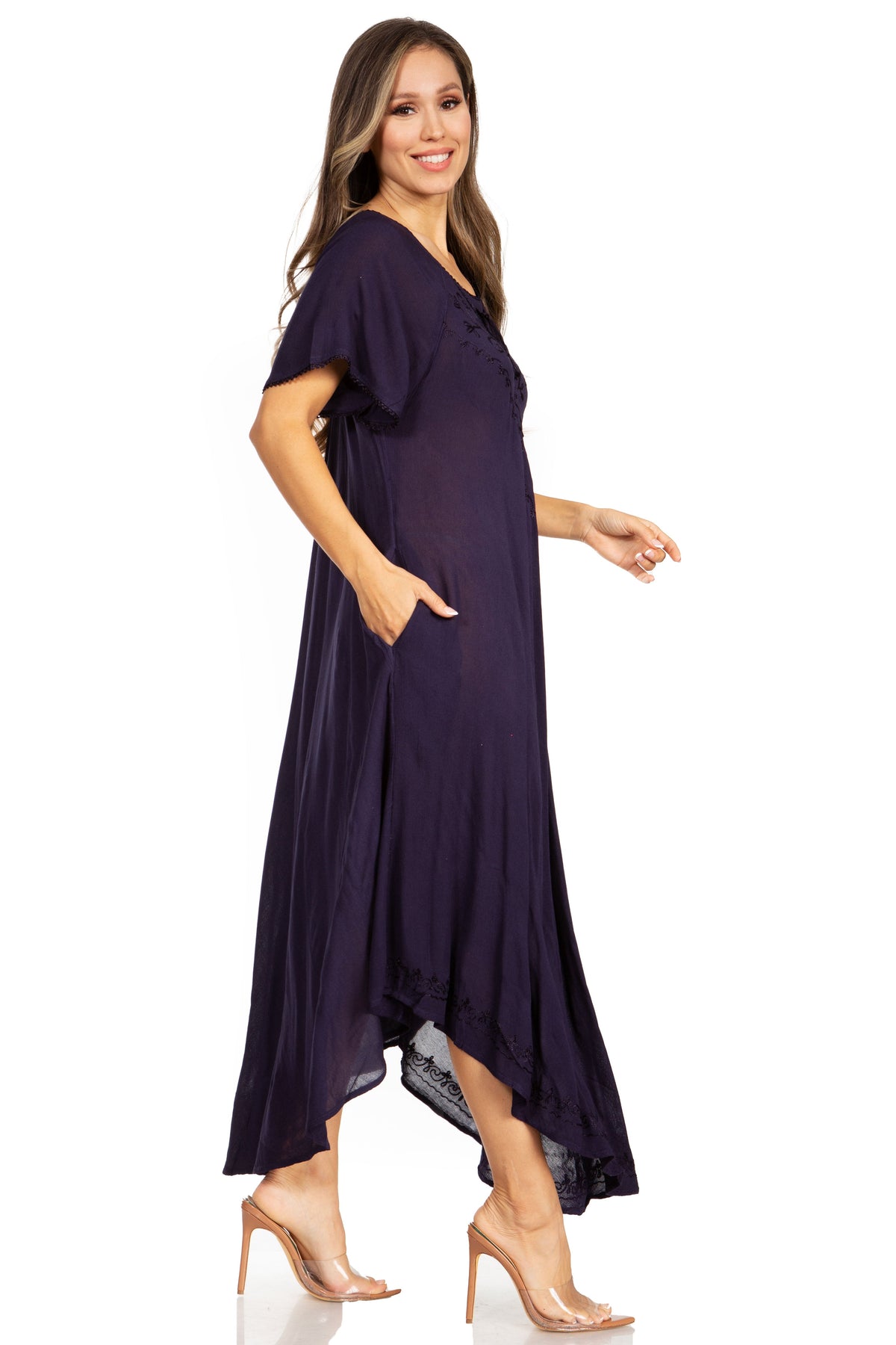 Sakkas Lilia Embroidered Lace Up Bodice Relaxed Fit Maxi Sun Dress