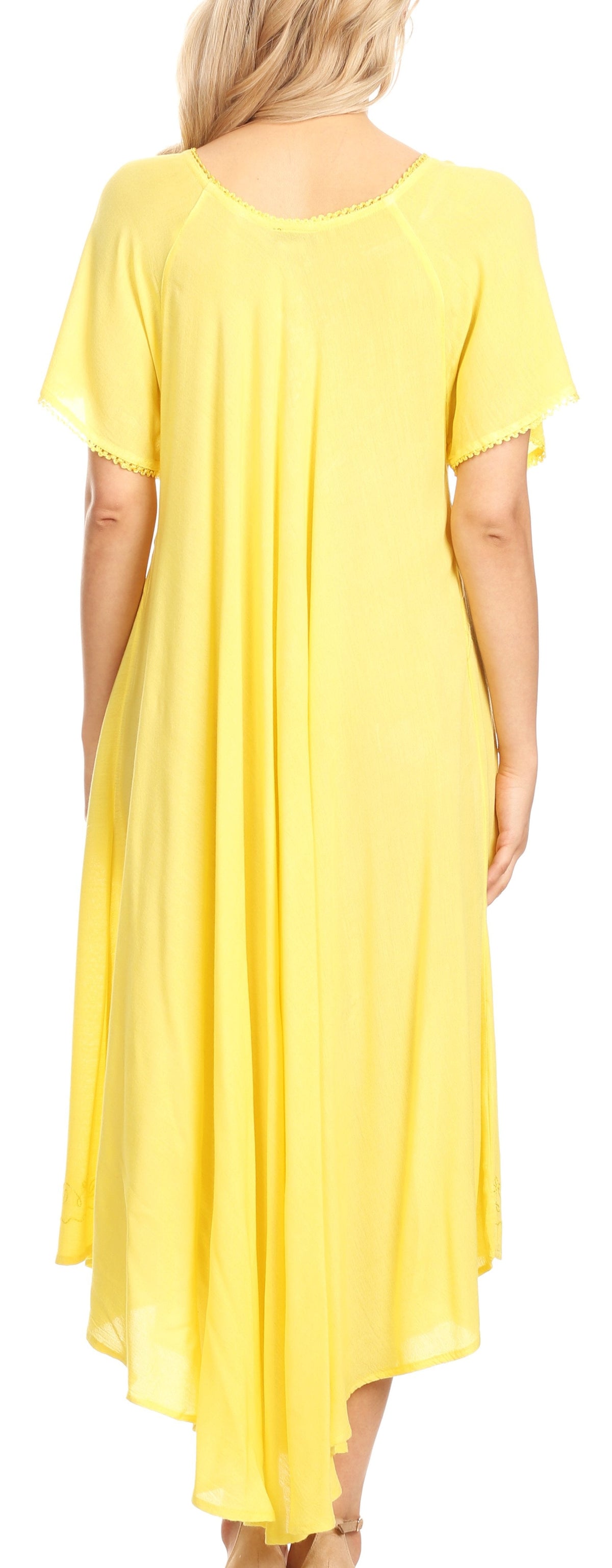 Sakkas Lilia Embroidered Lace Up Bodice Relaxed Fit Maxi Sun Dress