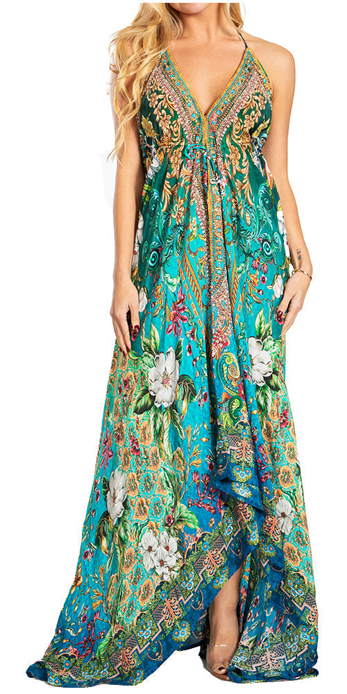 Sakkas Lizi 2025 Womens Maxi High-low Halter Handkerchief Long Dress Beach Party