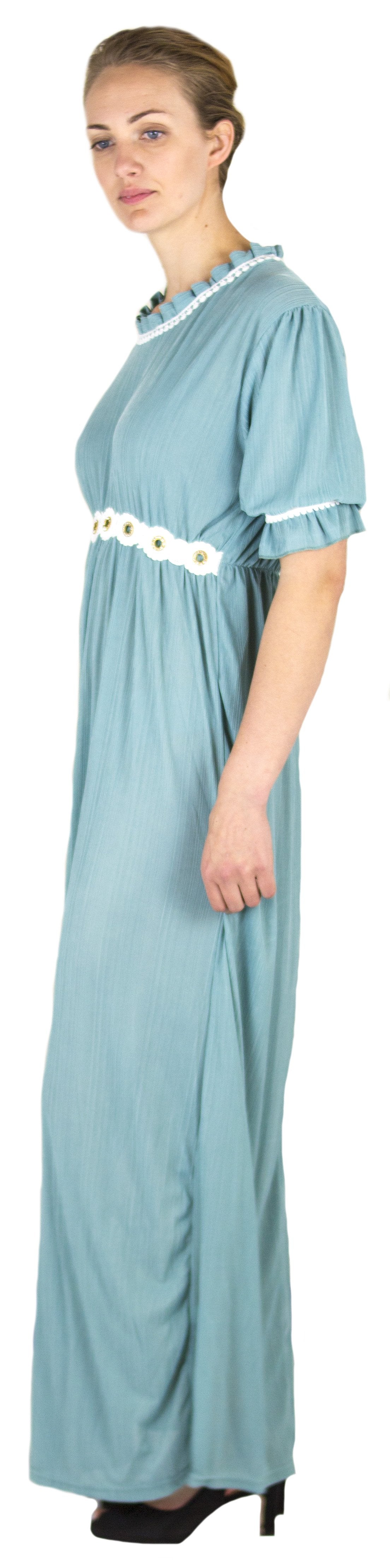 Sakkas Isabis Womens Casual Long Lace Modest Dress with Short Sleeves Stretchy