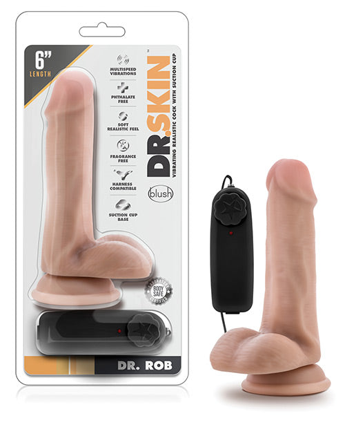 Blush Dr Rob Vibrating Dildo | 6" Big Dildo | Vanilla Suction Cup Dildo