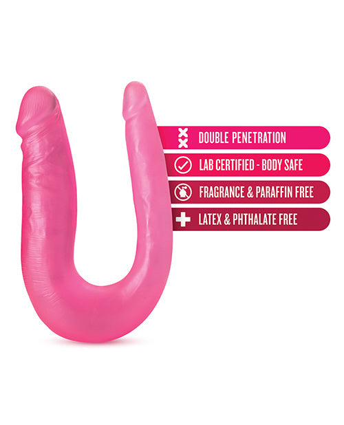 Blush B Yours 12.5" Big Dildo | Sweet Double Dildo | U-Shape Curved Pink Dildo | Realistic Dildo