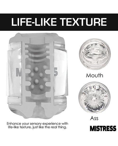 Curve Toys Mistress Double Shot Ass & Mouth Mini Masturbator - Clear