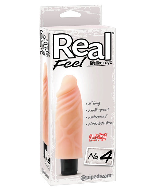 Real Feel No. 4 Long 6" Vibe Waterproof - Multi-speed Flesh