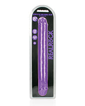 Shots RealRock 15" Big Dildo | Neon Purple Double Dildo | Glow in the Dark Suction Cup Dildo