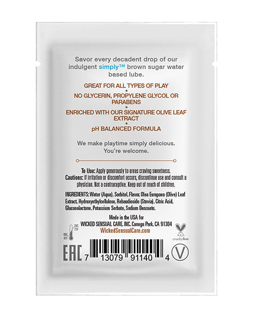 Wicked Sensual Care Simply Water Based Lubricant - .1 oz Brown Sugar