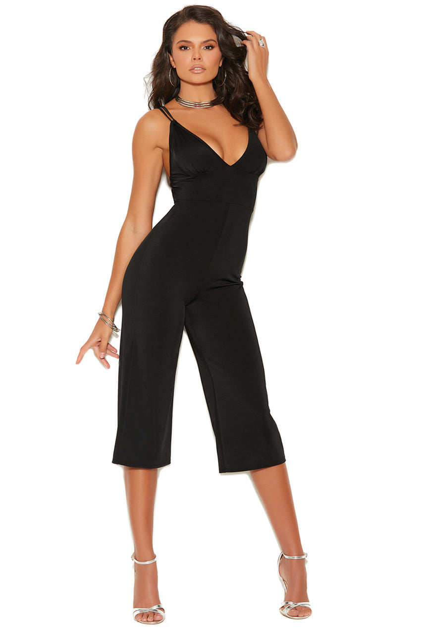 Deep V Lycra Jumpsuit