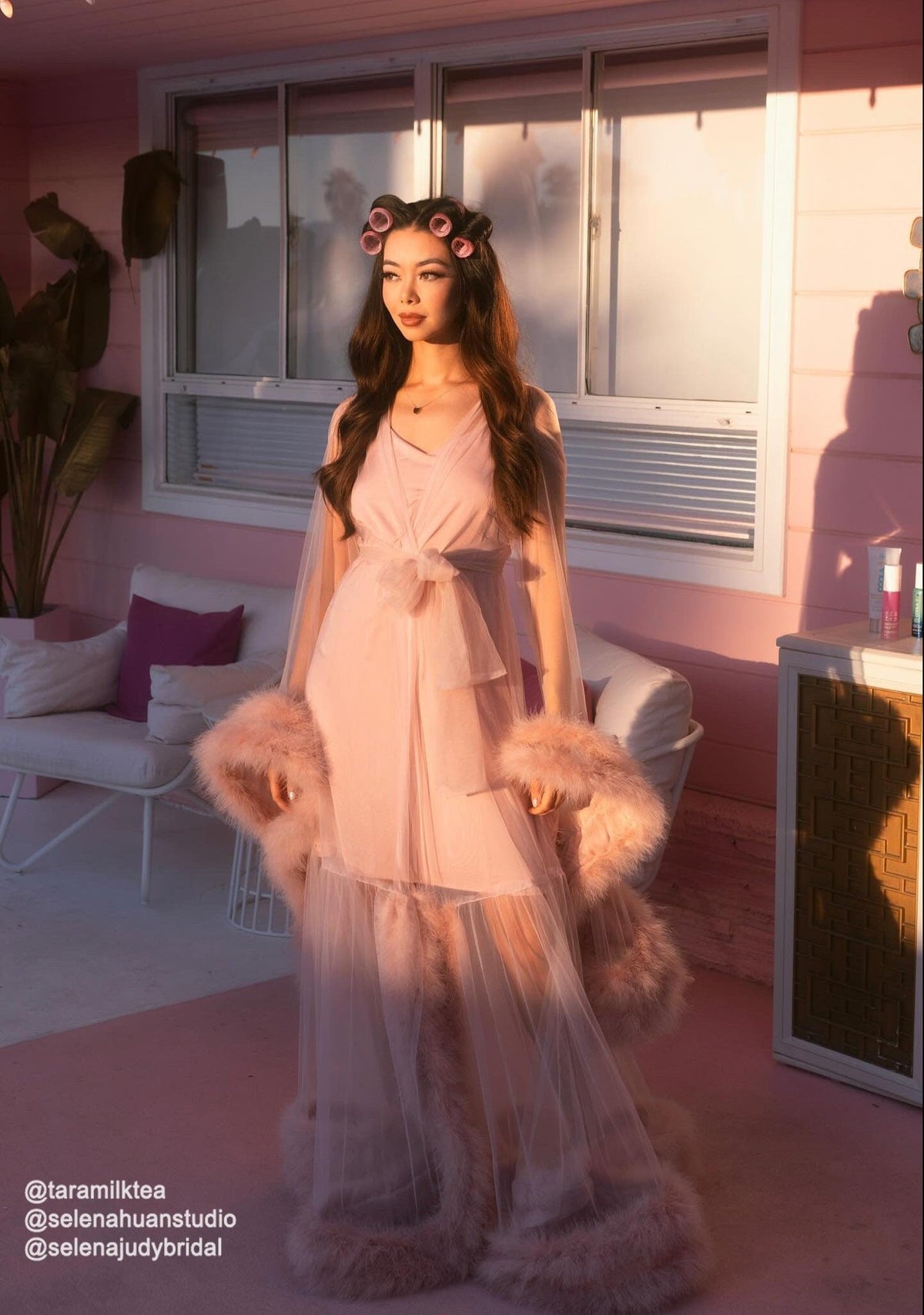 2-Layer Thick Feather Tulle Robe Set – Luxury Photoshoot / Holiday Glam Gown (Multi-Color)