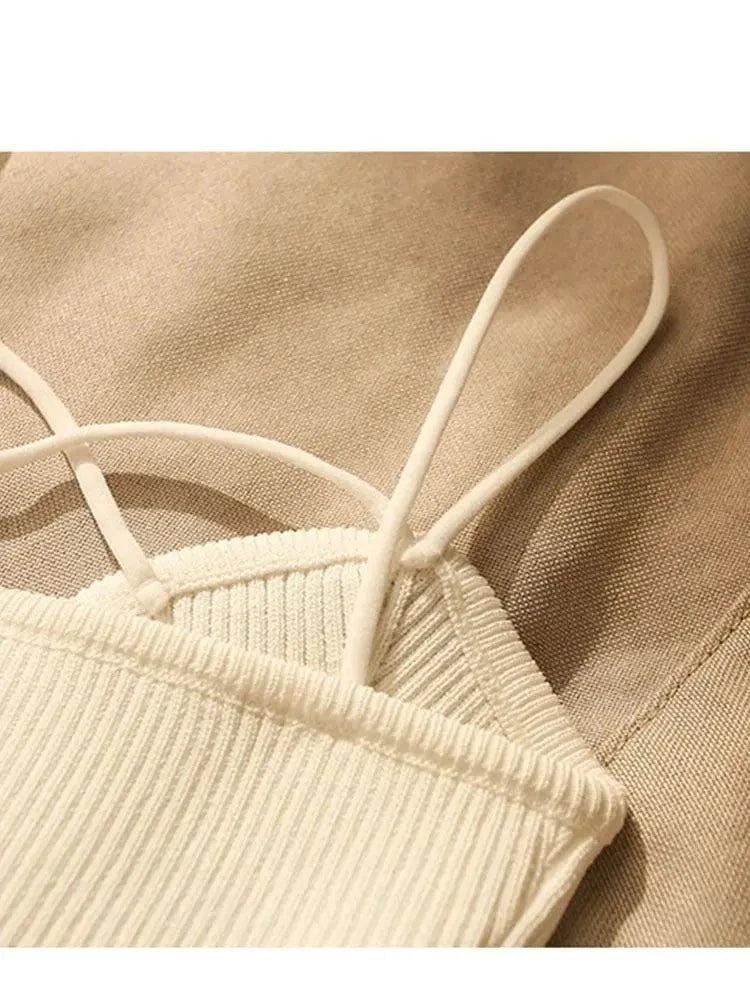 French Style Cross-knit Suspender Camisole Slim High-end Bottom Bandeau Top