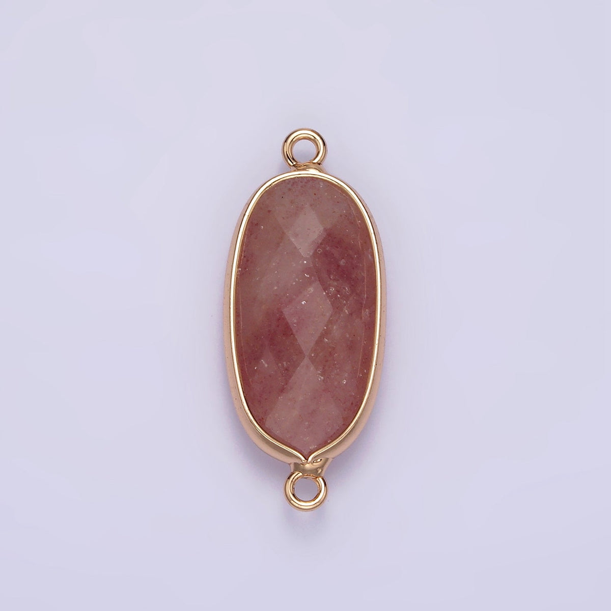 Faceted Gemstone Oval Gold Charm Connector Rose Quartz Onyx Labradorite Amethyst Amazonite Charm G033 - G043