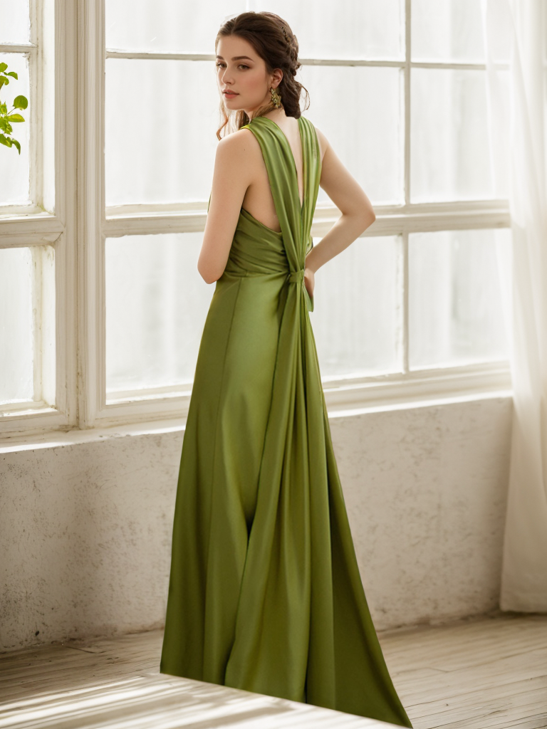 Greece goddess haltered sheath silky satin prom dress with long ribbon multiple colors