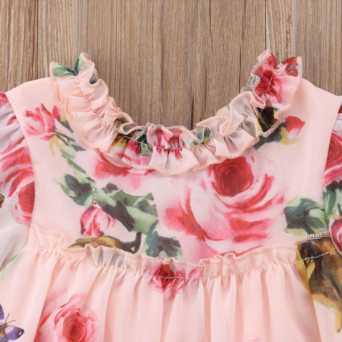 Floral Tulle Dress Kid Baby Girl Flower Puff Sleeve Princess Wedding Party Pageant Children Dress For All Occasion