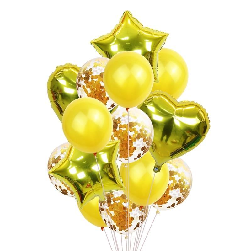 14Pcs Multi Confetti Balloons For Happy Birthday Party Balloons In Several Luxury Variant Helium Ballons For Celebrations for Boy Girls and Babies party