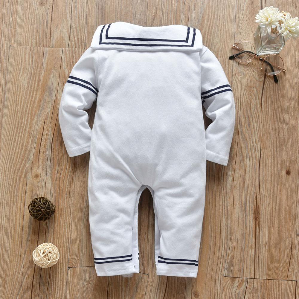 Newborn Baby Boy/Girl White Navy Sailor Uniforms Long Sleeve Jumpsuit Romper For Baby Kids