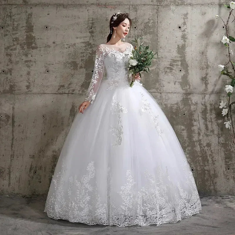 Custom Luxury Wedding Dress - Long Sleeve Ball Gown Plus Size | Femstylo