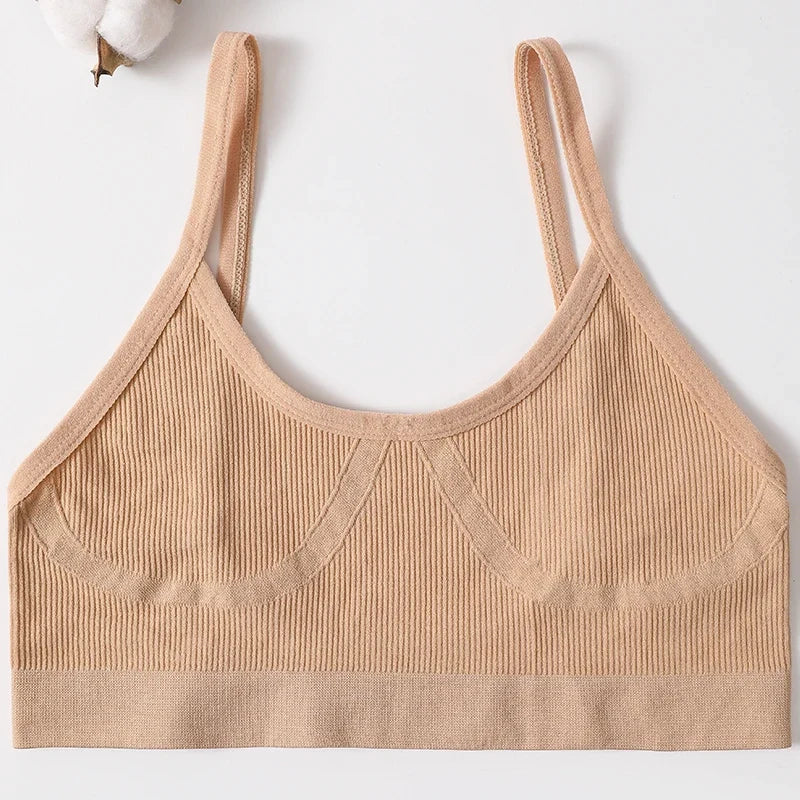 Women U-Neck Thin Strap Ribbed Wireless Bralette Push Up Bras Sport Seamless Underwear Without Pads Sexy Lingerie Crop Top M-XL
