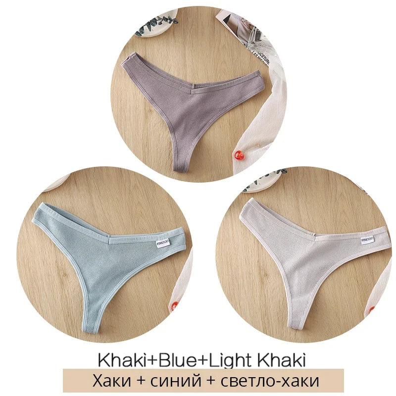 3-Piece Cotton G-String Thongs for Women – Breathable Low-Rise Panties