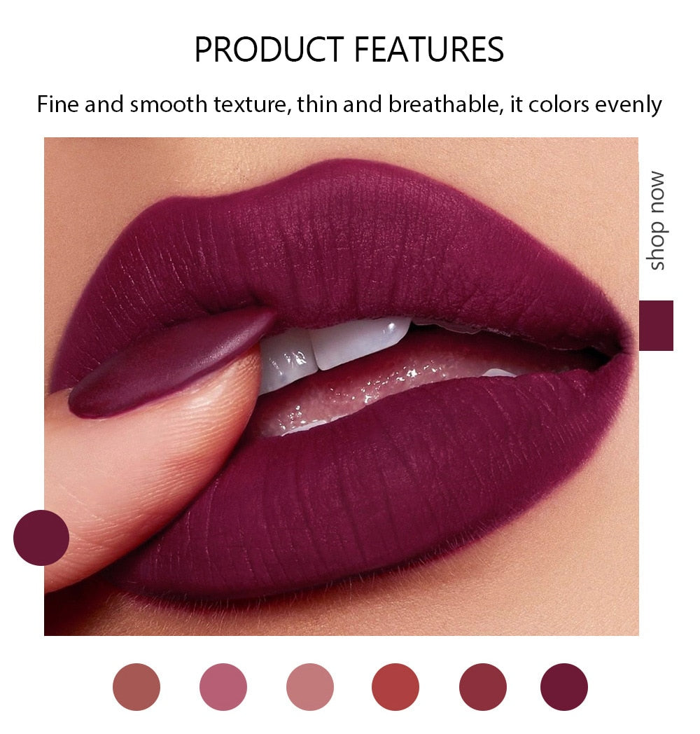 6 Colors Matte Non stick Cup Lipstick Long Lasting Moisturizing Lipstick Cosmetics Set