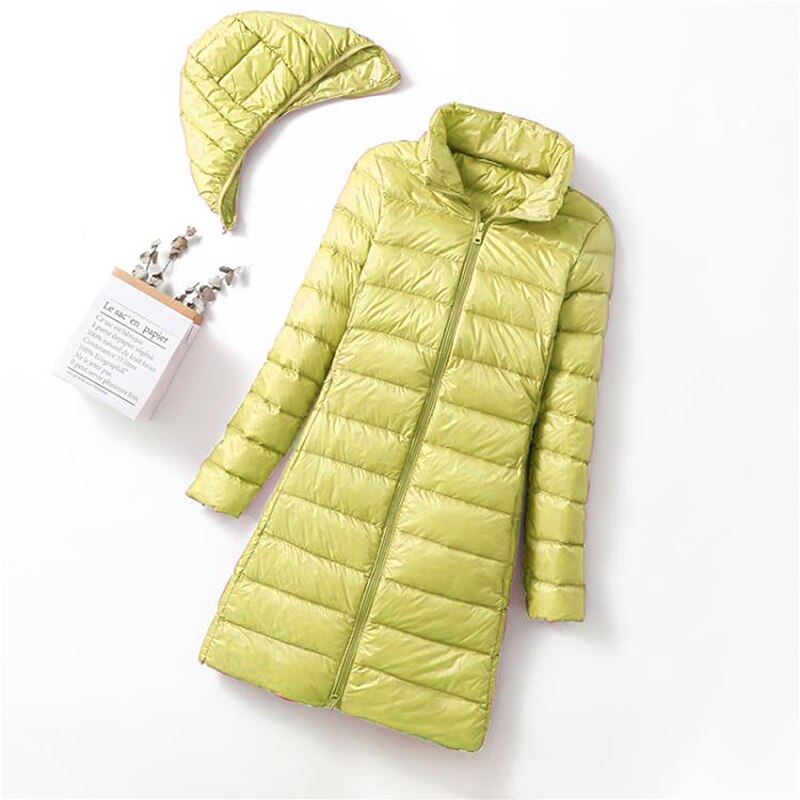 Ultralight Thin Down Jacket White Duck Down Hooded long Jackets Long Sleeve