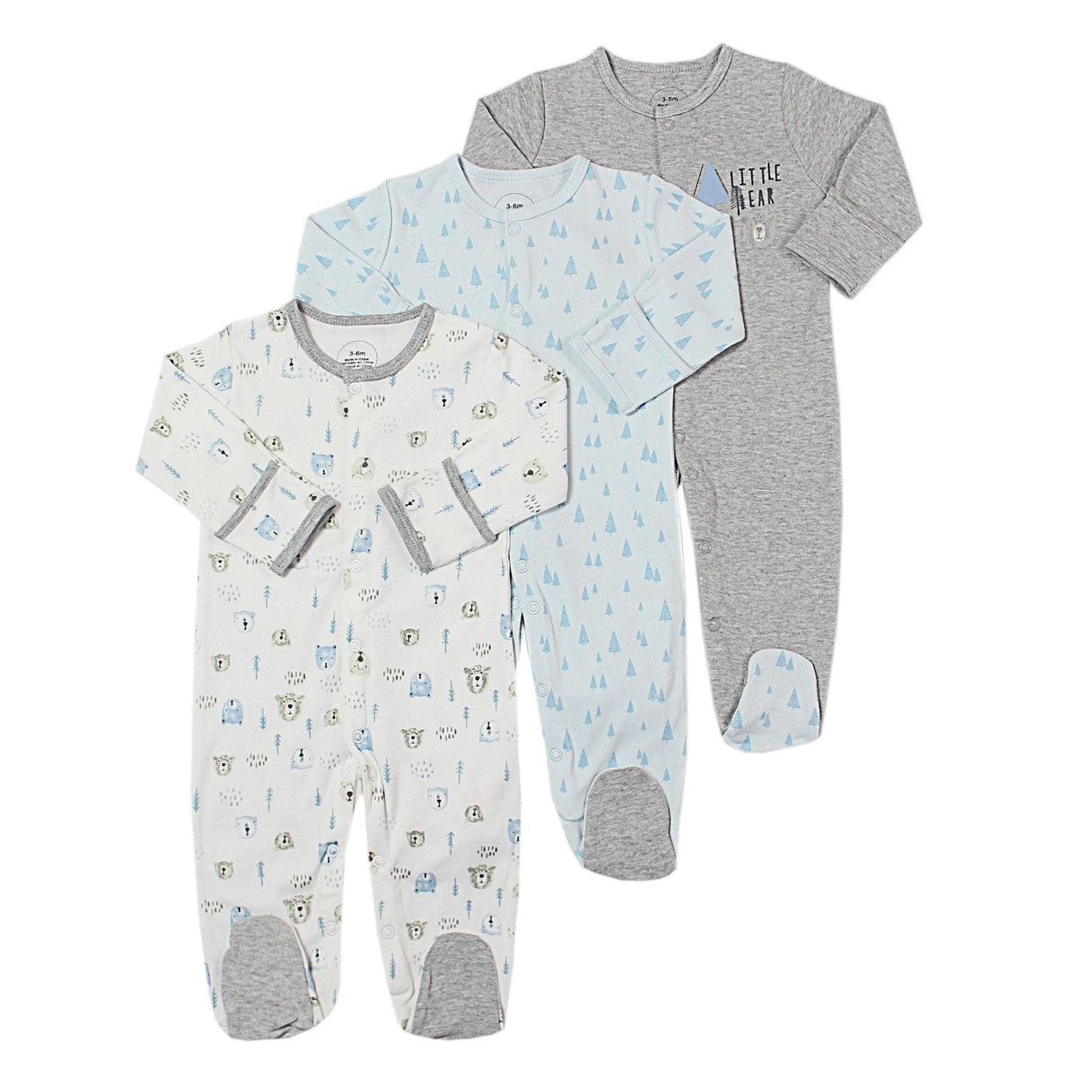 3Pcs Baby unisex Rompers Long Sleeve Sleep suit Cartoon Jumpsuit Baby Pajamas Stes For Kids Between 0-12Months