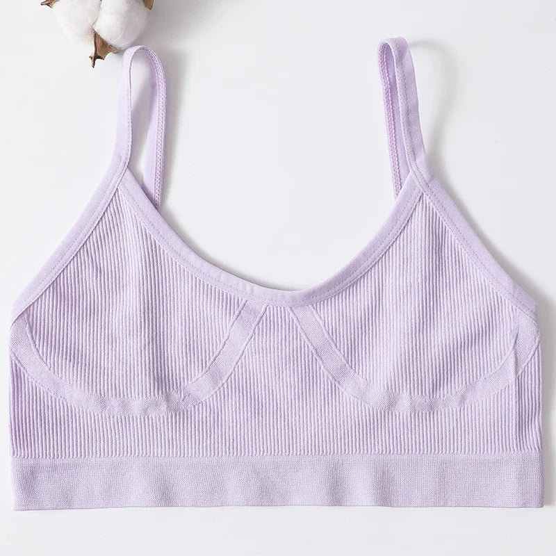 Women U-Neck Thin Strap Ribbed Wireless Bralette Push Up Bras Sport Seamless Underwear Without Pads Sexy Lingerie Crop Top M-XL