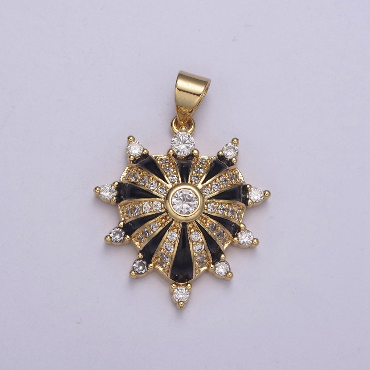 24K Gold Filled 27mm White, Red, Black, Pink Enamel Micro Paved CZ Heart Pendant | H436 - H441