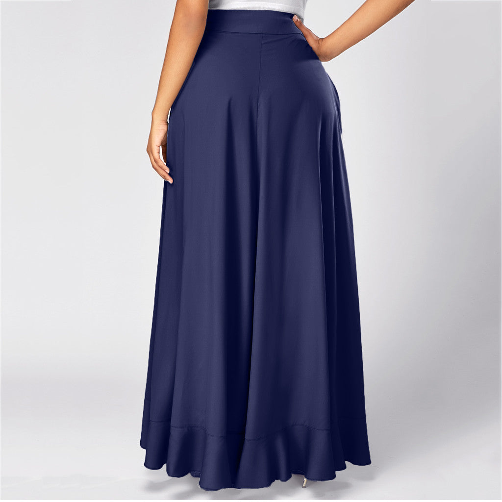 Women Pants Causal Ruffle Drawstring TrouserHigh Waist Loose Dancing Outfits Palazzo Skirt