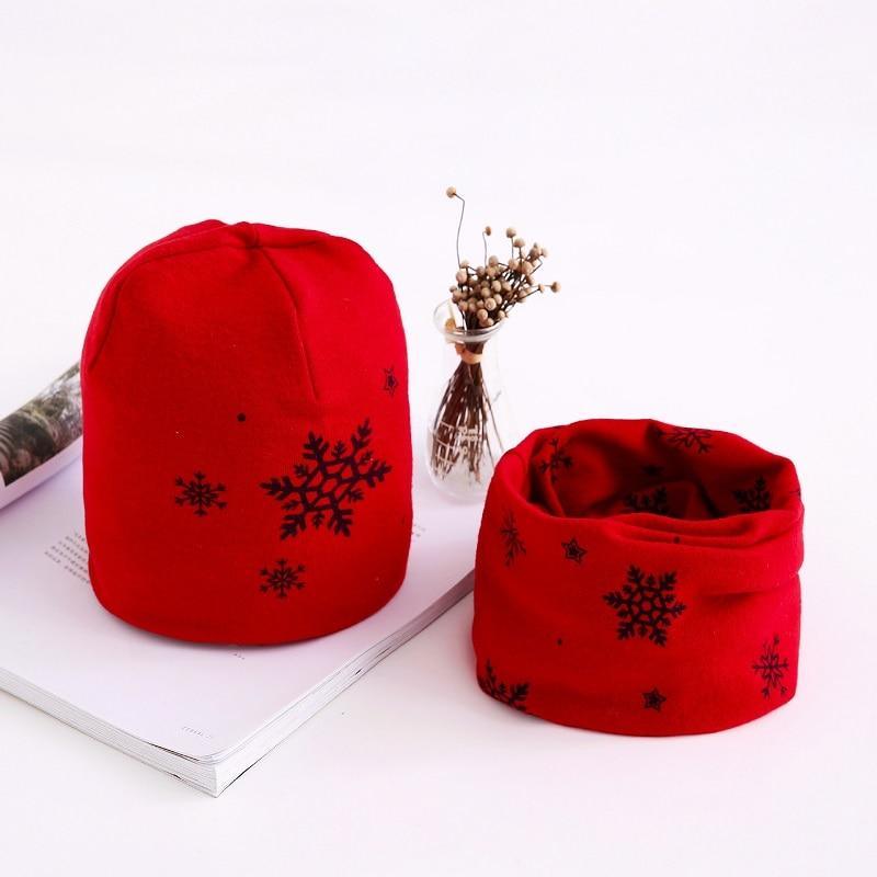 Star Print Cotton Hat And Scarf Baby Beanie Kids Caps Children&