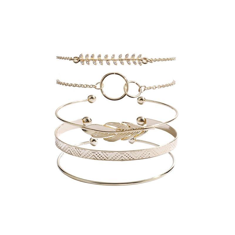 Luxury Modern Gold Crystal Elegant Woman and Lady Brecelets in Sets of 5Pcs/sett for Women Punk Boho Beach Bangle Jewelry Gift