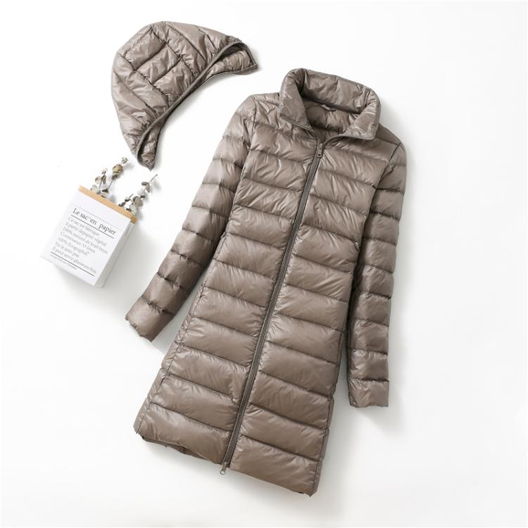 Ultralight Thin Down Jacket White Duck Down Hooded long Jackets Long Sleeve