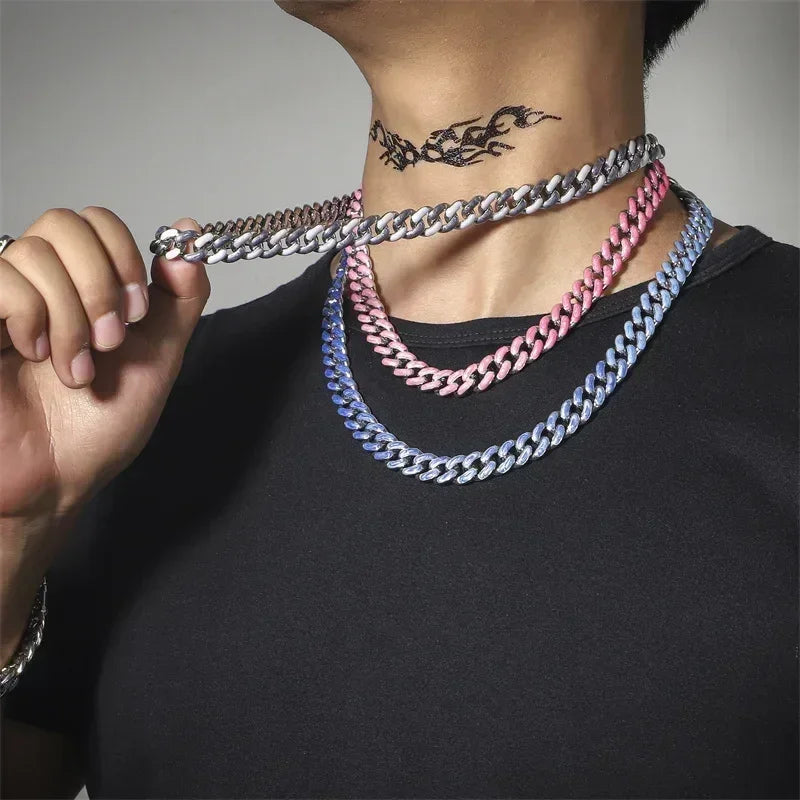 Men Hip Hop Full Rhinestone King Queen Pendants Necklaces Bling Bling Iced Out Cuban Link Chain Hiphop Necklace Men Jewelry Gift