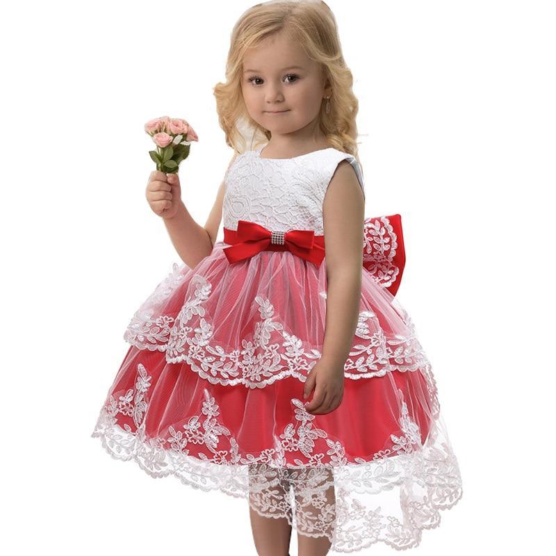 1st Birthday Dress For Baby Girl Clothes Princess Ceremony Pink Blue Red Dresses Excellent Look Unique Design