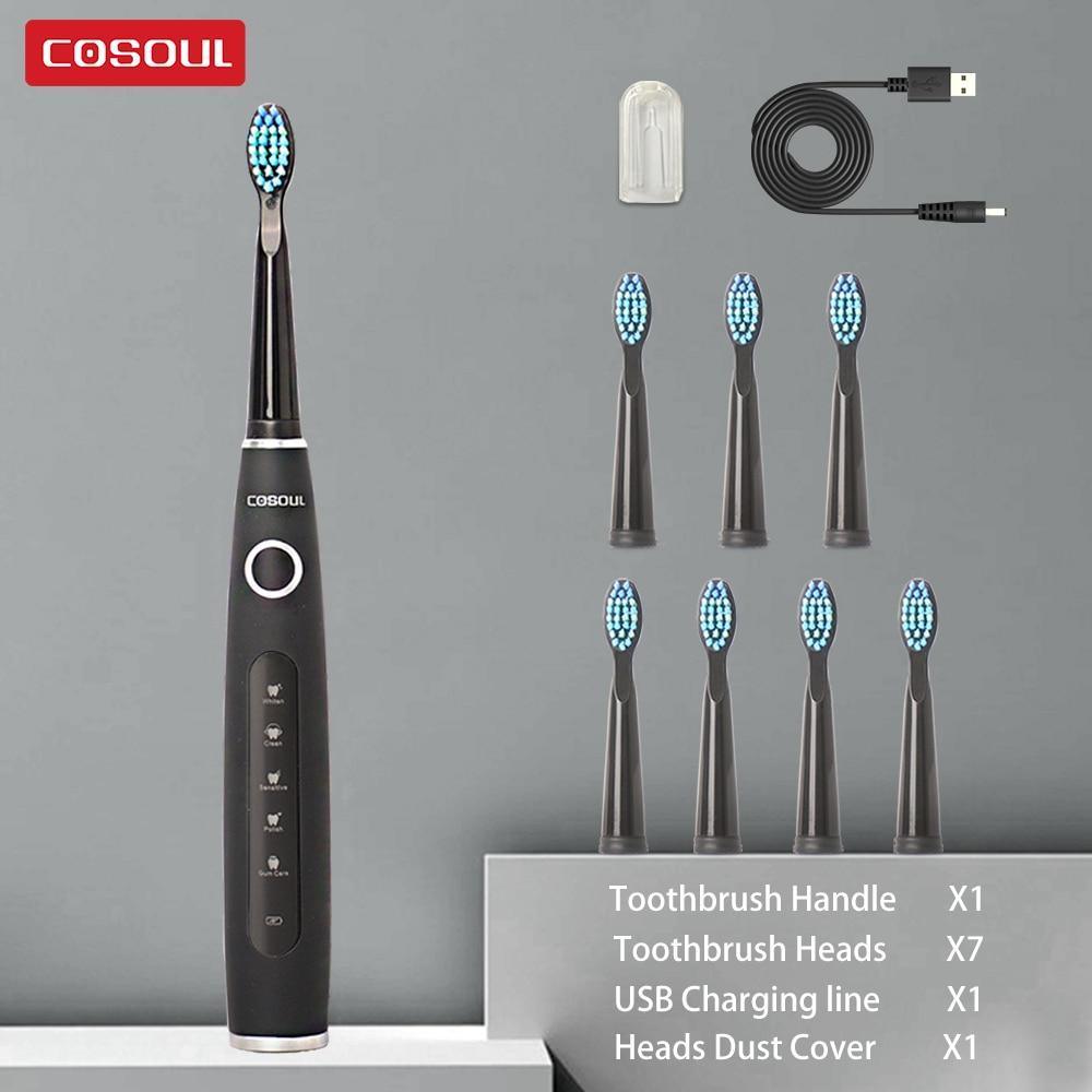 Electric Vibration Toothbrush Sonic Rechargeable Smart Chip Teethbrush Head Replaceable Whitening Healthy Best Gift For Adults And Kids