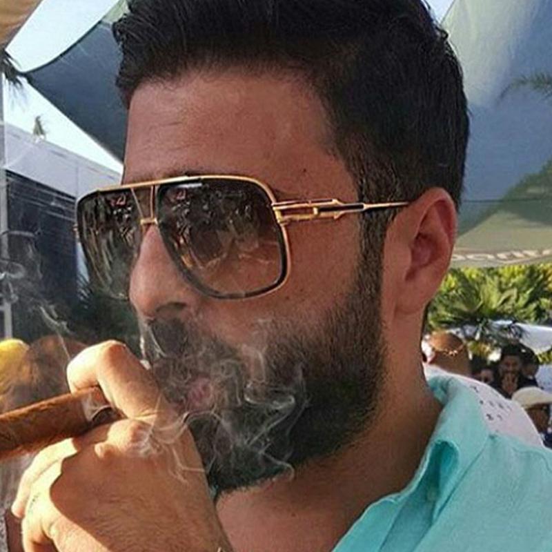 Modern Classic Oversized Men Sunglasses Luxury Brand New Glasses Square With High Quality Metal Frame and Polarized Mirror Glasses Oculos de sol With UV400 Prodection for Sun