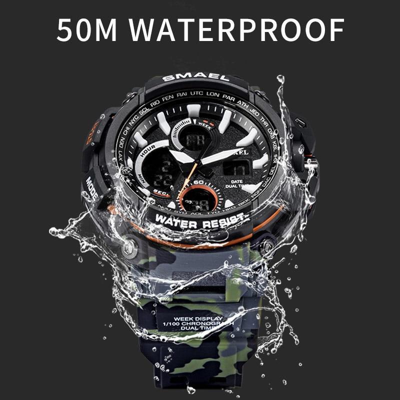 Orange Modern Sport Waterproof 50M Men Watches With LED Digital Display In Military Armi Relogio Masculino Style