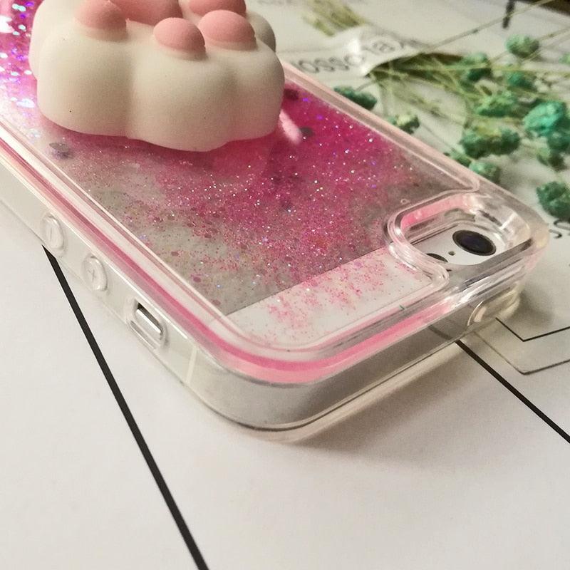 3D Cat Case For Iphone 5s Se 7 7 Plus Case Liquid Quicksand Glitter Silicone Case For Iphone 8 8 Plus X 6 6s Cover Rubber Silicone Phone Case