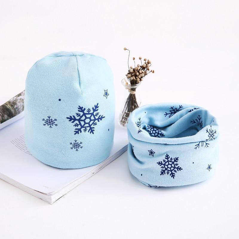 Star Print Cotton Hat And Scarf Baby Beanie Kids Caps Children&