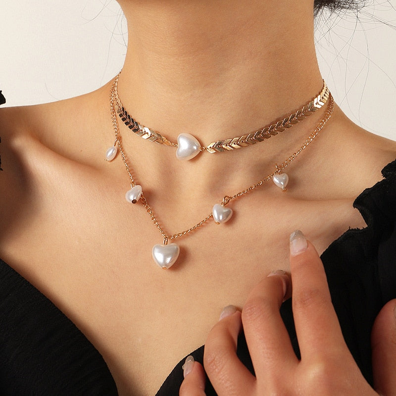 Big White Imitation Pearl Choker Necklace Clavicle Chain Fashion Necklace